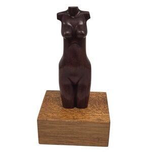 Vtg Carved Wood Female Body Torso  Figurine , Mary Johnson, 2006
